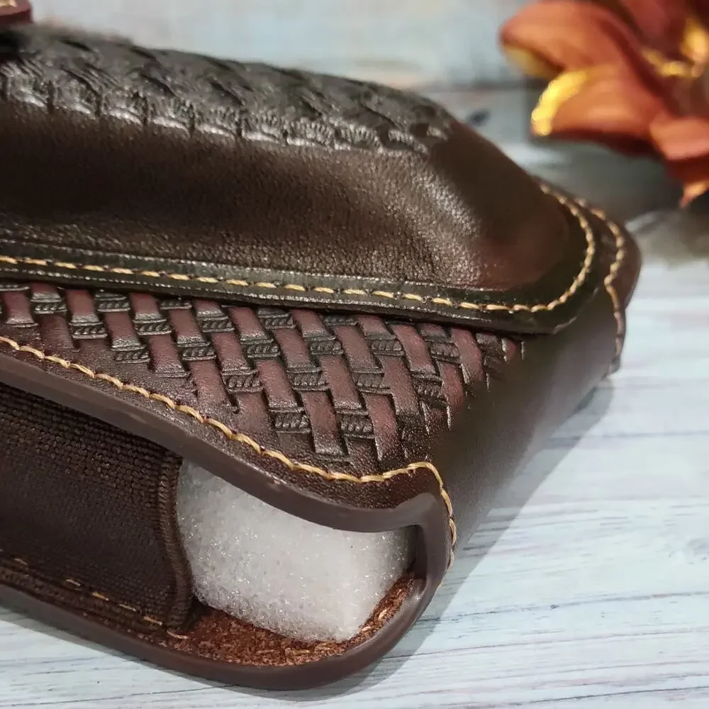 Praying Cowboy Leather Phone Holstor With Knife Sheath With Belt Clip LARGE 7x4